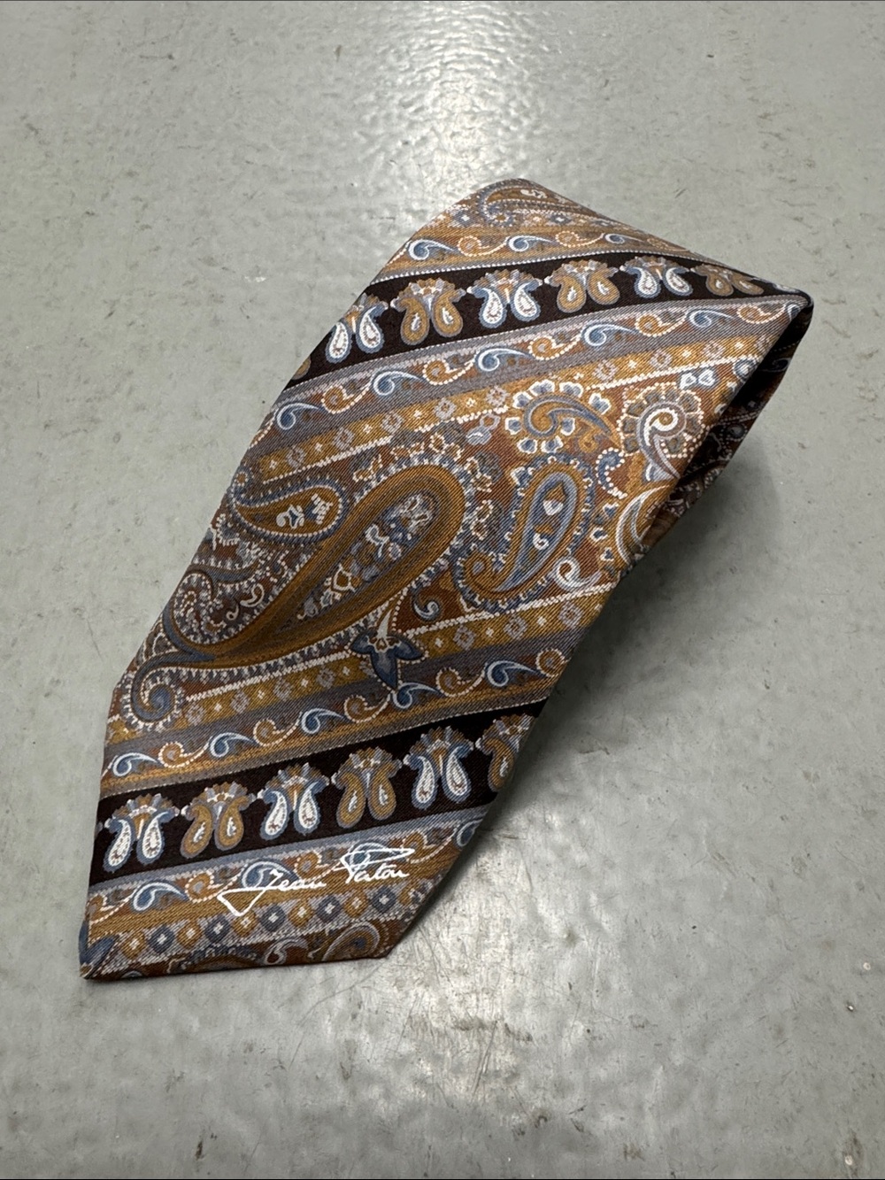 NWT VTG Jean Patou Paris Medallion Paisley Silk Tie - Made in France